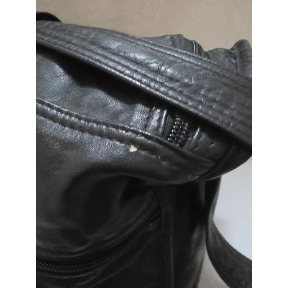 Tumi Black Leather Travel Bag Made in USA Toiletry Camera Utility Case READ